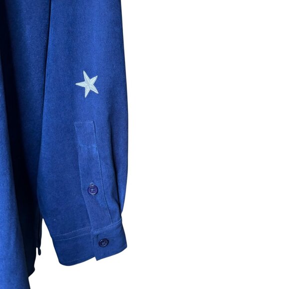 Quacker Factory Star Embellished Navy Button-Up Shirt Size 1X - Picture 3 of 7